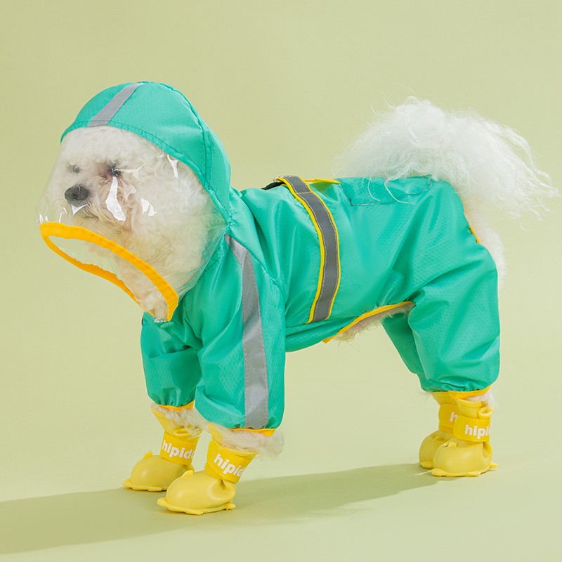 KFX-0997949 Four-Leg Waterproof Dog Raincoat in Fun Prints - EVA & Polyester Taffeta