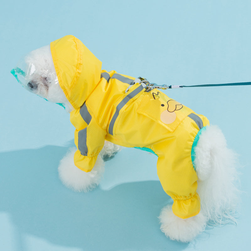 KFX-0997949 Four-Leg Waterproof Dog Raincoat in Fun Prints - EVA & Polyester Taffeta