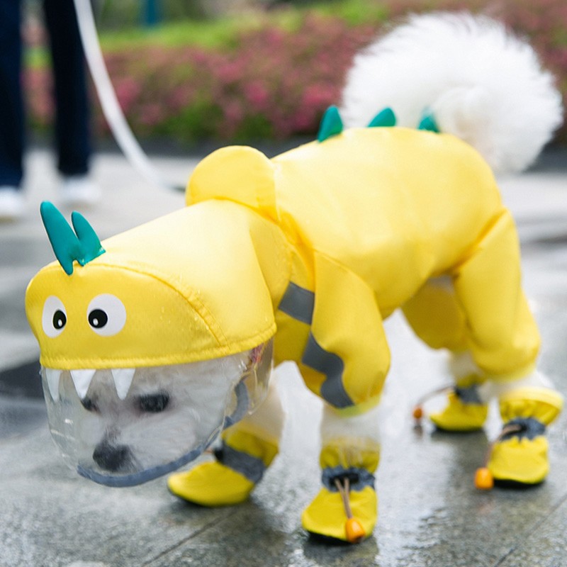 KFX-0997949 Four-Leg Waterproof Dog Raincoat in Fun Prints - EVA & Polyester Taffeta