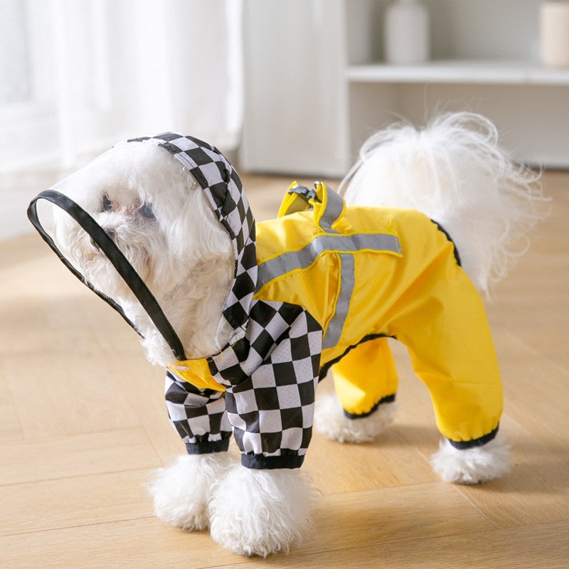 KFX-0997949 Four-Leg Waterproof Dog Raincoat in Fun Prints - EVA & Polyester Taffeta