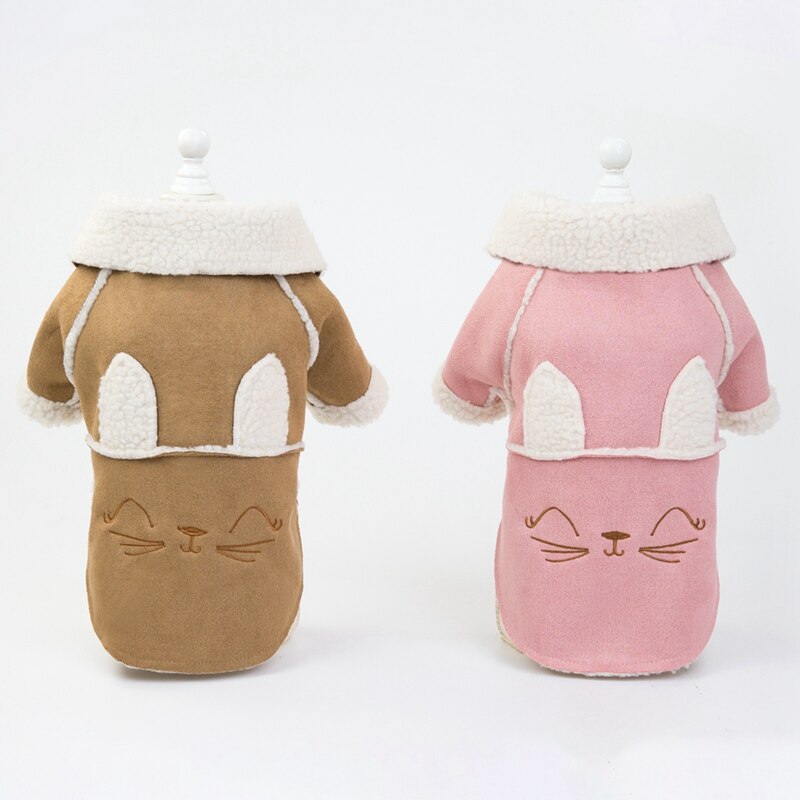 KFX-0999229 Deerskin Velvet Lapel Jacket for Pets - Cute Dog and Cat Clothes in Light Purple and Brown
