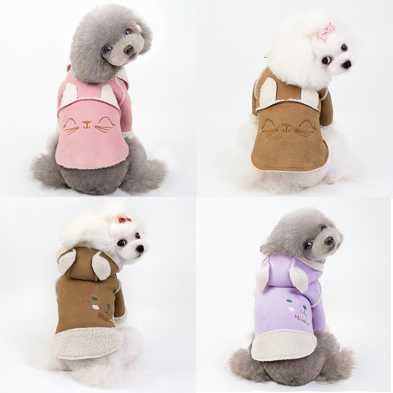 KFX-0999229 Deerskin Velvet Lapel Jacket for Pets - Cute Dog and Cat Clothes in Light Purple and Brown