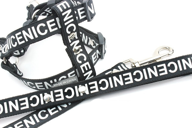 KFX-1001021 Casual Polyester Traction Dog Collar in Black, Red, and Yellow - Sizes S, M, L