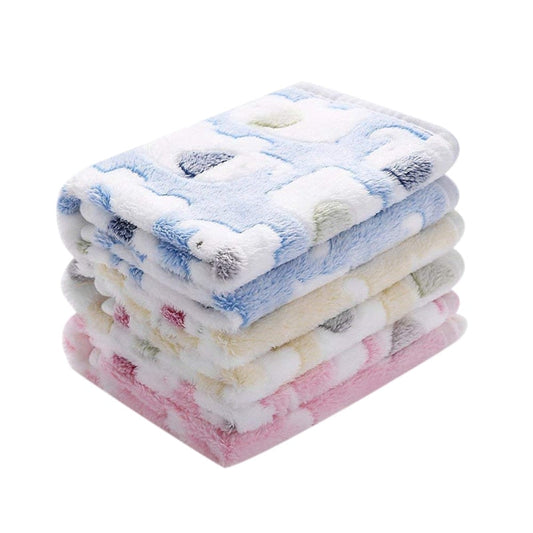 KFX-1001405 Cozy Coral Fleece Padded Dog House Mat with Bunny and Elephant Patterns