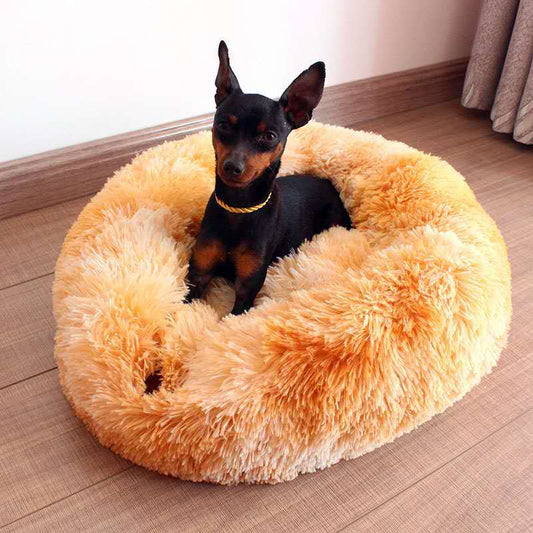 KFX-1005373 Plush Round Four Seasons Pet Nest for Dogs and Cats - Soft, Comfortable, Self-Heating Bed with Supportive Edges