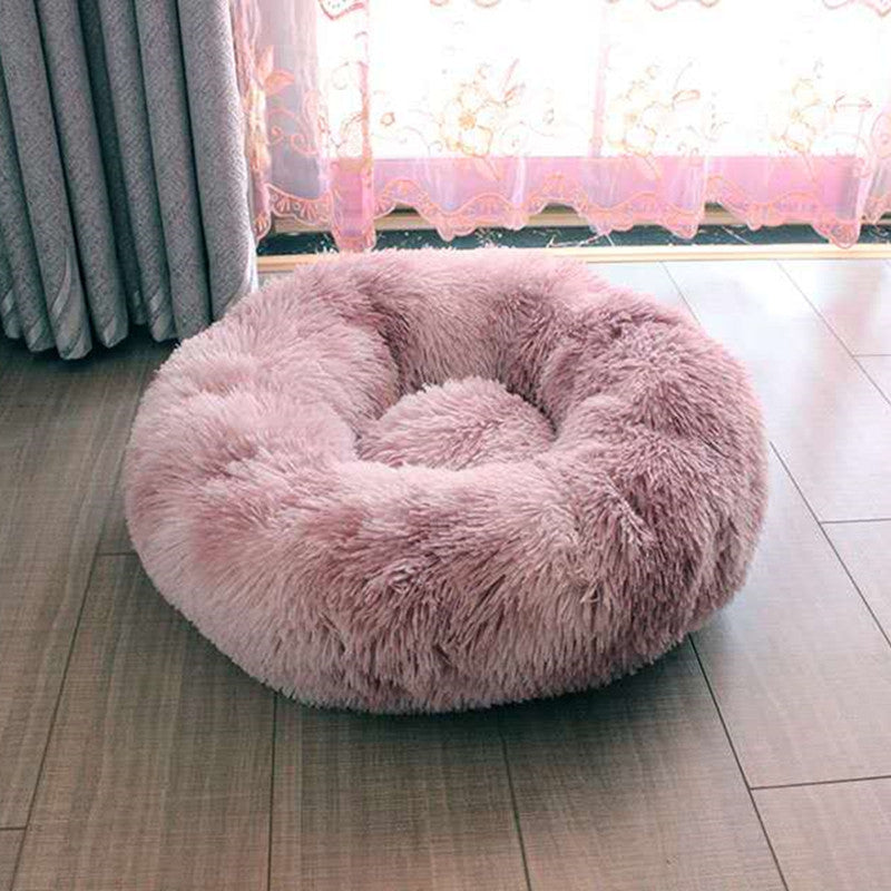 KFX-1005373 Plush Round Four Seasons Pet Nest for Dogs and Cats - Soft, Comfortable, Self-Heating Bed with Supportive Edges