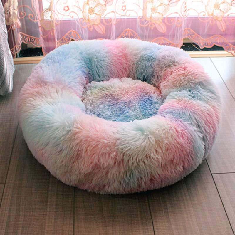 KFX-1005373 Plush Round Four Seasons Pet Nest for Dogs and Cats - Soft, Comfortable, Self-Heating Bed with Supportive Edges