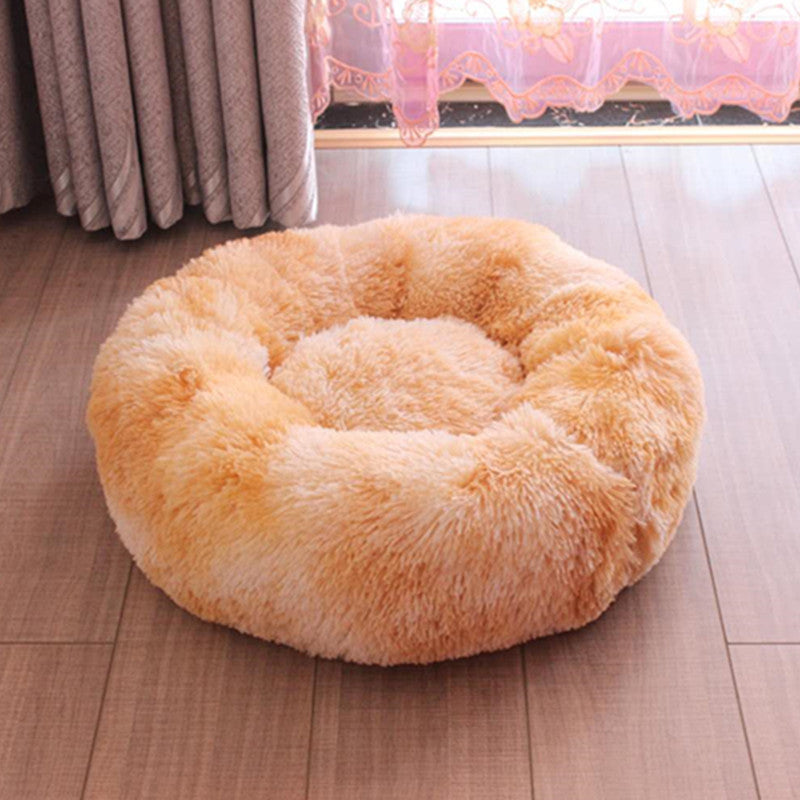KFX-1005373 Plush Round Four Seasons Pet Nest for Dogs and Cats - Soft, Comfortable, Self-Heating Bed with Supportive Edges