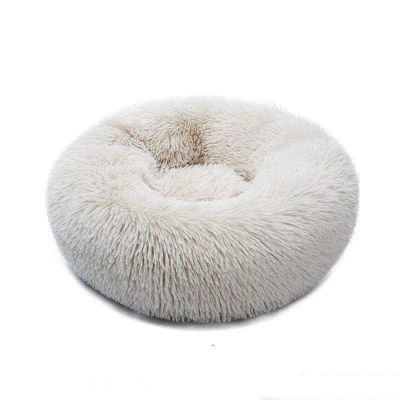 KFX-1005373 Plush Round Four Seasons Pet Nest for Dogs and Cats - Soft, Comfortable, Self-Heating Bed with Supportive Edges