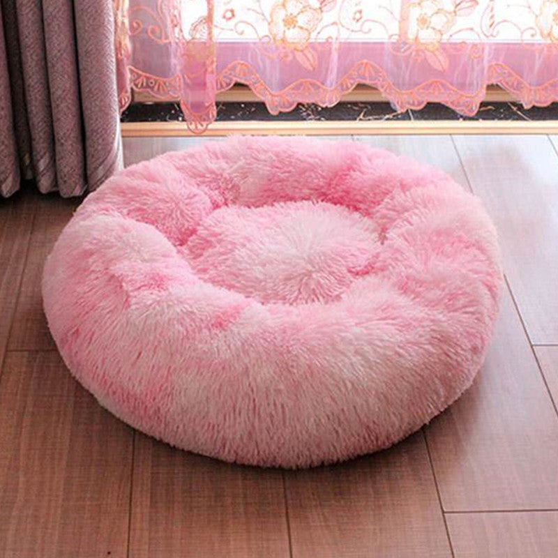 KFX-1005373 Plush Round Four Seasons Pet Nest for Dogs and Cats - Soft, Comfortable, Self-Heating Bed with Supportive Edges