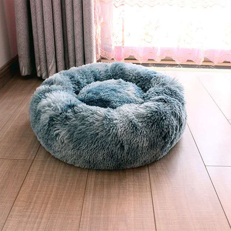 KFX-1005373 Plush Round Four Seasons Pet Nest for Dogs and Cats - Soft, Comfortable, Self-Heating Bed with Supportive Edges