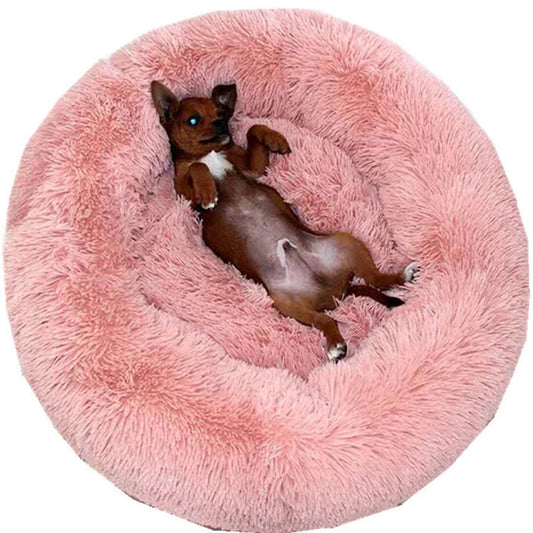 KFX-1005373 Plush Round Four Seasons Pet Nest for Dogs and Cats - Soft, Comfortable, Self-Heating Bed with Supportive Edges