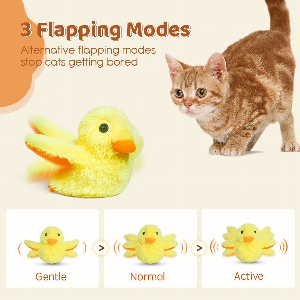 KFX-1006141 Automatic Gravity Duck Electric Cat Toy with Sound and Vibration - Rechargeable with Catnip