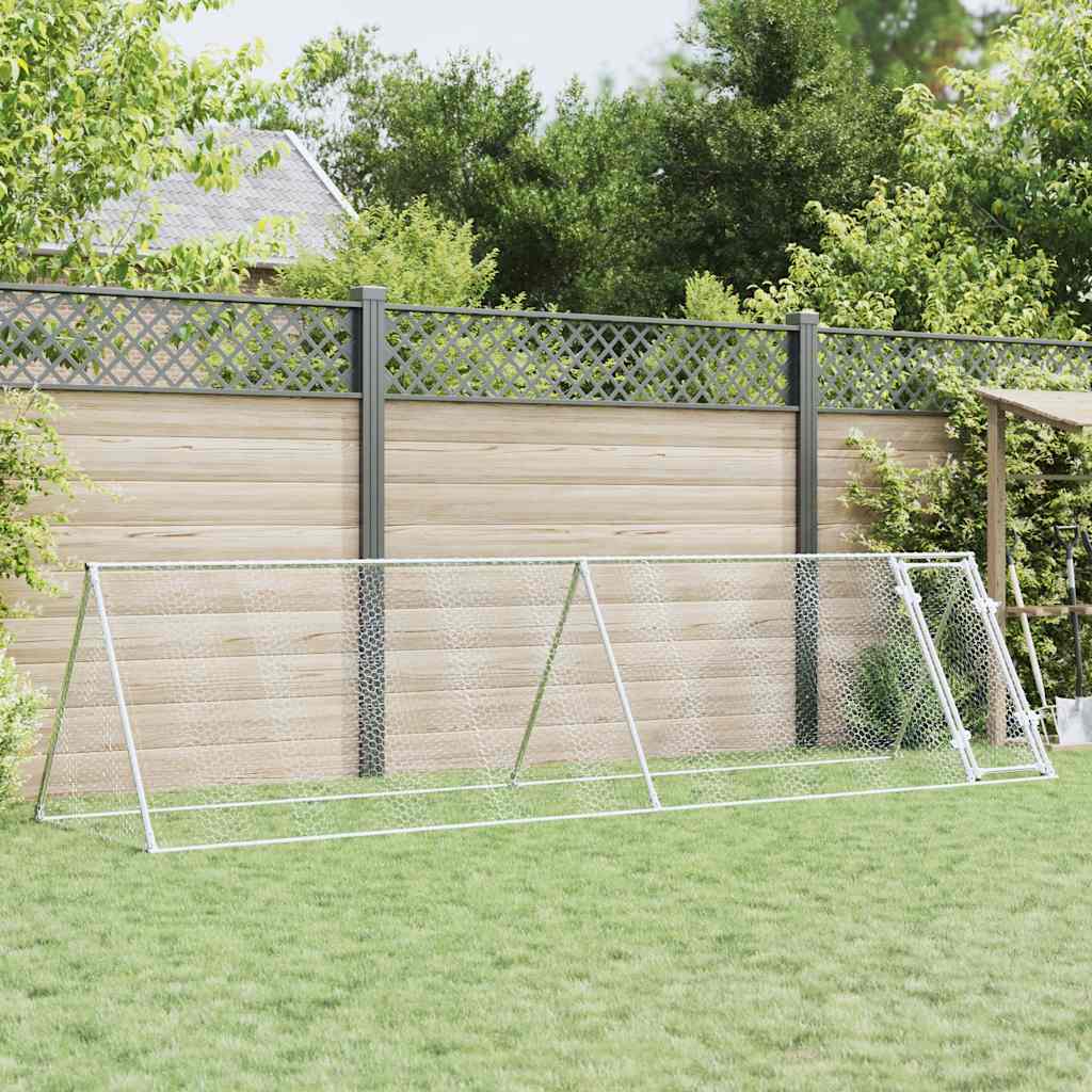 KFX-1006909 Spacious Silver Galvanized Chicken Coop for Hens and Small Animals 200x105x91 cm