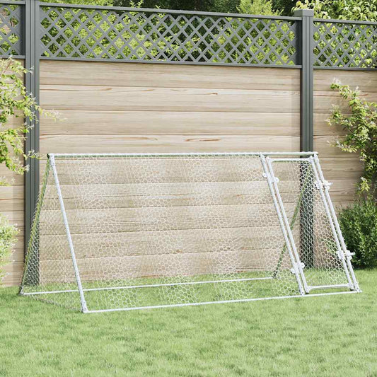 KFX-1006909 Spacious Silver Galvanized Chicken Coop for Hens and Small Animals 200x105x91 cm