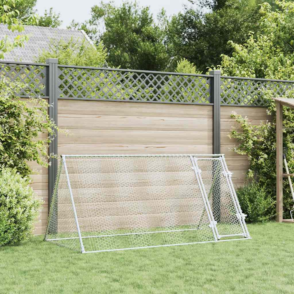 KFX-1006909 Spacious Silver Galvanized Chicken Coop for Hens and Small Animals 200x105x91 cm