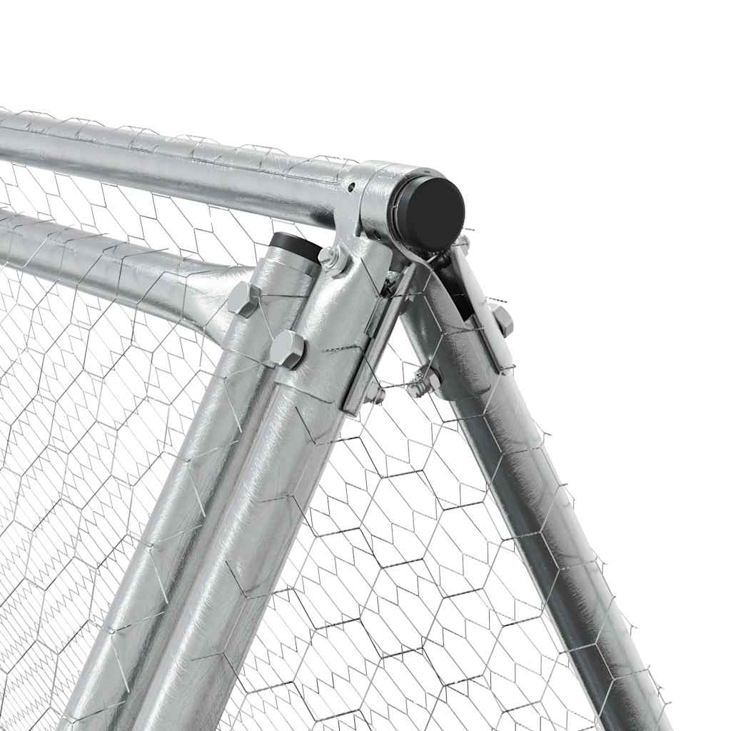KFX-1006909 Spacious Silver Galvanized Chicken Coop for Hens and Small Animals 200x105x91 cm