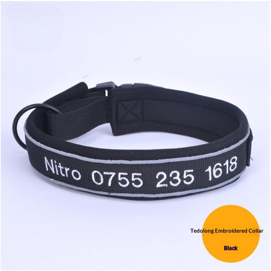 KFX-1007293 Personalized Embroidered Soft Dog Collar with Anti-Lost Feature in Multiple Colors and Sizes