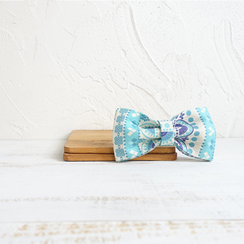 KFX-1007549 Blue Polyester Pet Bow Tie Collar - Size XS to XL