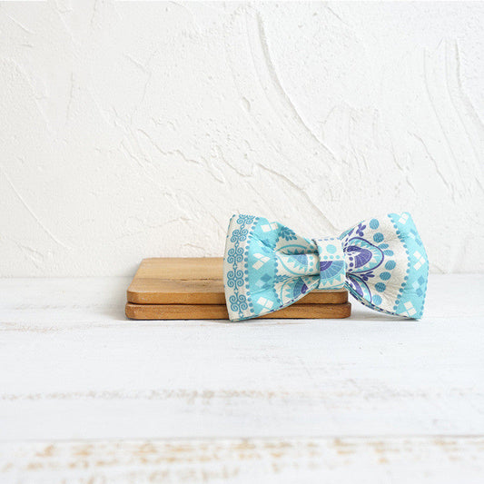 KFX-1007549 Blue Polyester Pet Bow Tie Collar - Size XS to XL
