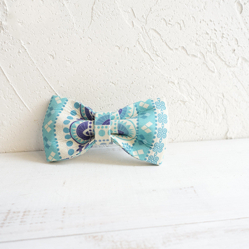 KFX-1007549 Blue Polyester Pet Bow Tie Collar - Size XS to XL