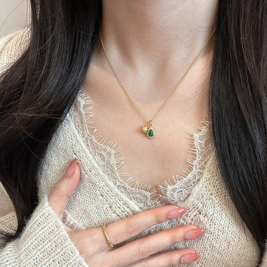 KFX-1007933 S925 Sterling Silver Natural Jadeite Green Gourd Pendant Necklace