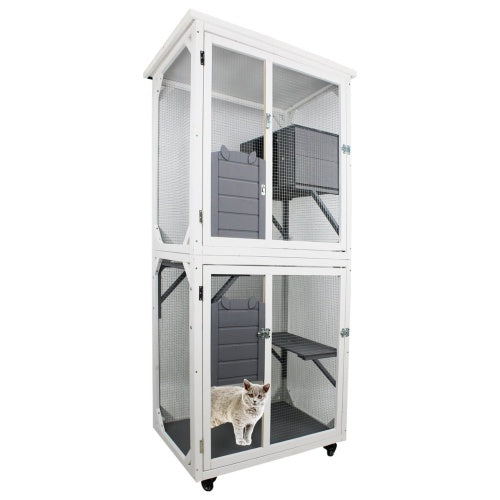 KFX-1008957 Large Indoor Outdoor Cat Climbing Frame with Cozy Sleeping Area