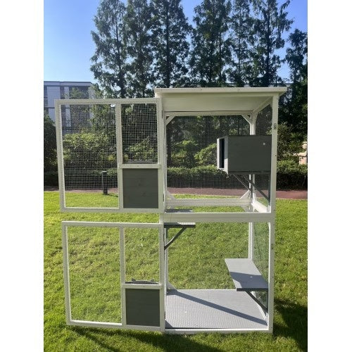KFX-1008957 Large Indoor Outdoor Cat Climbing Frame with Cozy Sleeping Area
