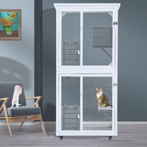 KFX-1008957 Large Indoor Outdoor Cat Climbing Frame with Cozy Sleeping Area