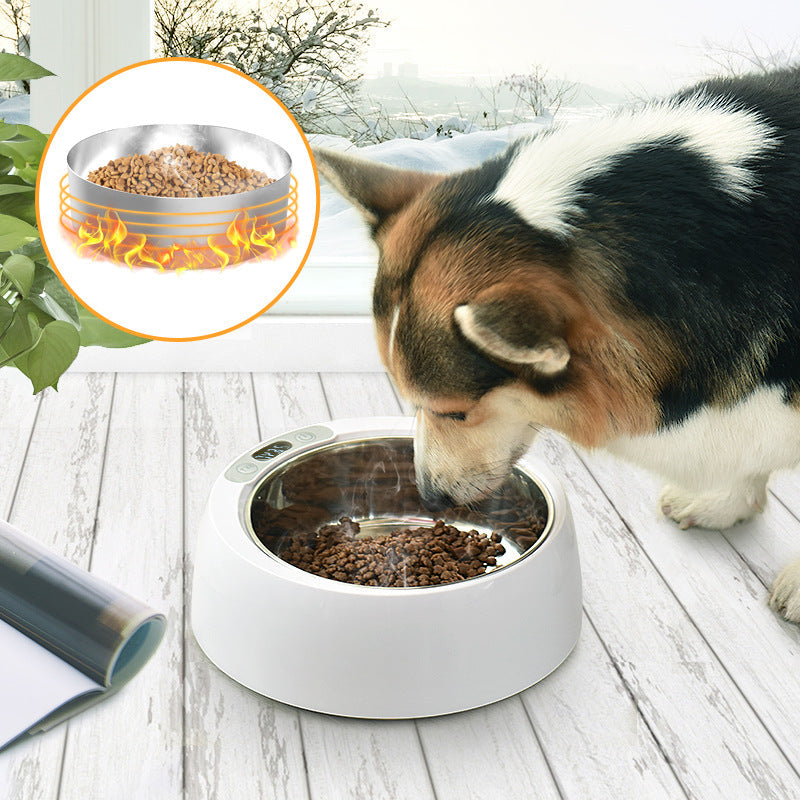 KFX-1009085 Smart Stainless Steel Heated Bowl for Dogs and Cats, Detachable Round Design
