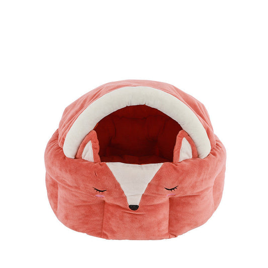 KFX-1009341 Cozy Removable and Washable Pet Nest with Playful Cat Ball, Orange, Suitable for Cats Up to 16 kg
