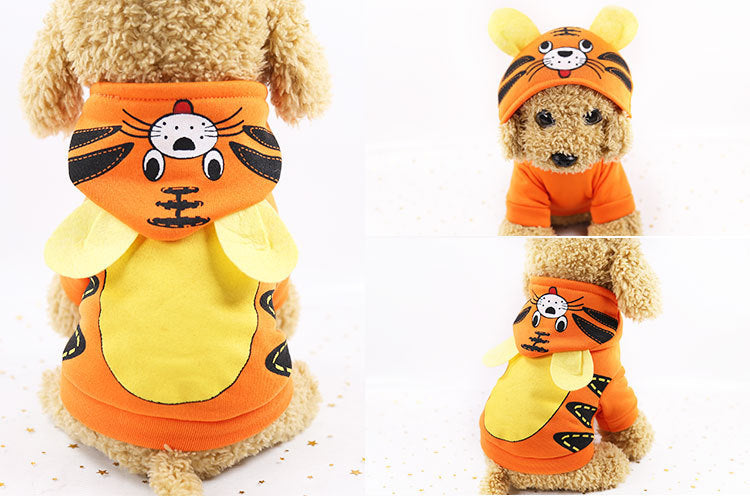 KFX-1009725 Cartoon Pet Coat for Small to Medium Dogs - Owl, Dinosaur, Duck, Tiger, Caterpillar Designs