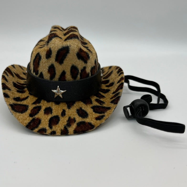 KFX-1010109 Leopard Print Cat Hat for All Seasons – Stylish Denim Decoration