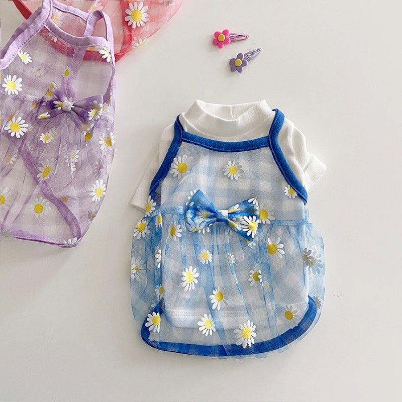 KFX-1010877 Daisy Print Mesh Vest for Cats and Dogs - Various Colors and Sizes Available