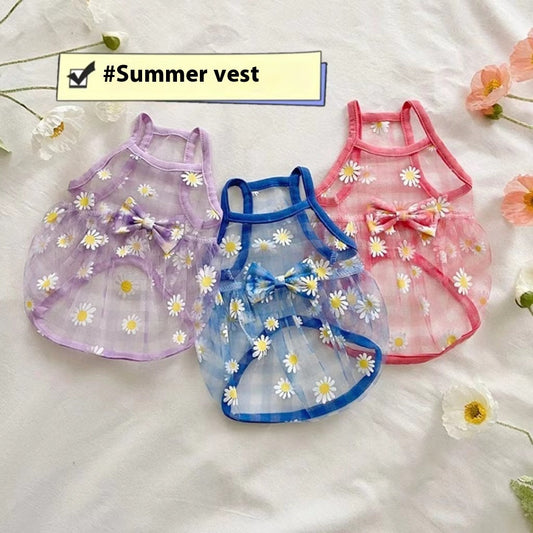 KFX-1010877 Daisy Print Mesh Vest for Cats and Dogs - Various Colors and Sizes Available