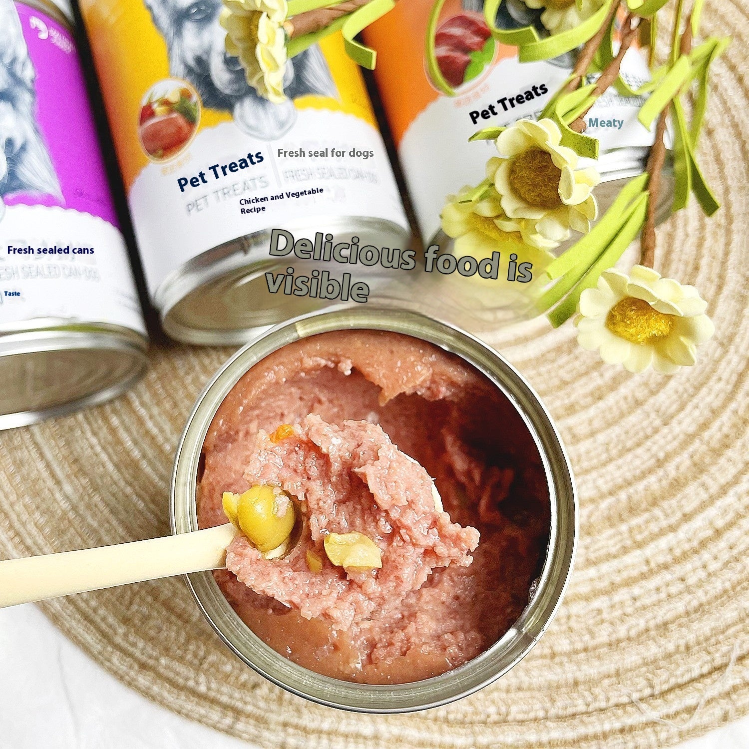 KFX-1011133 Naughty Dog Canned Beef and Chicken Wet Food - 375g Jar with Meaty Varieties and Nutritious Ingredients