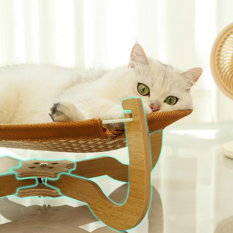 KFX-1012541 Woven Rattan Pet Hammock Bed – Off Ground, Cool Dog Mat for Year-Round Comfort, 46x46x17.5cm