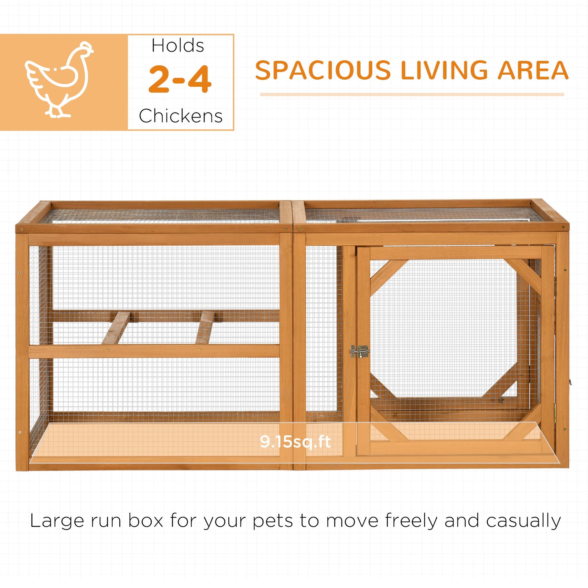 KFX-1014717 Expandable 55" Wooden Chicken Coop Add-on with Climate-Friendly Design for Outdoor Hens