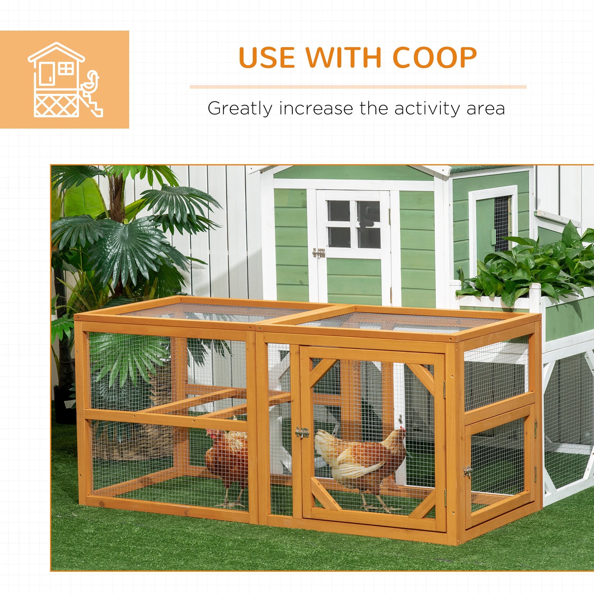 KFX-1014717 Expandable 55" Wooden Chicken Coop Add-on with Climate-Friendly Design for Outdoor Hens