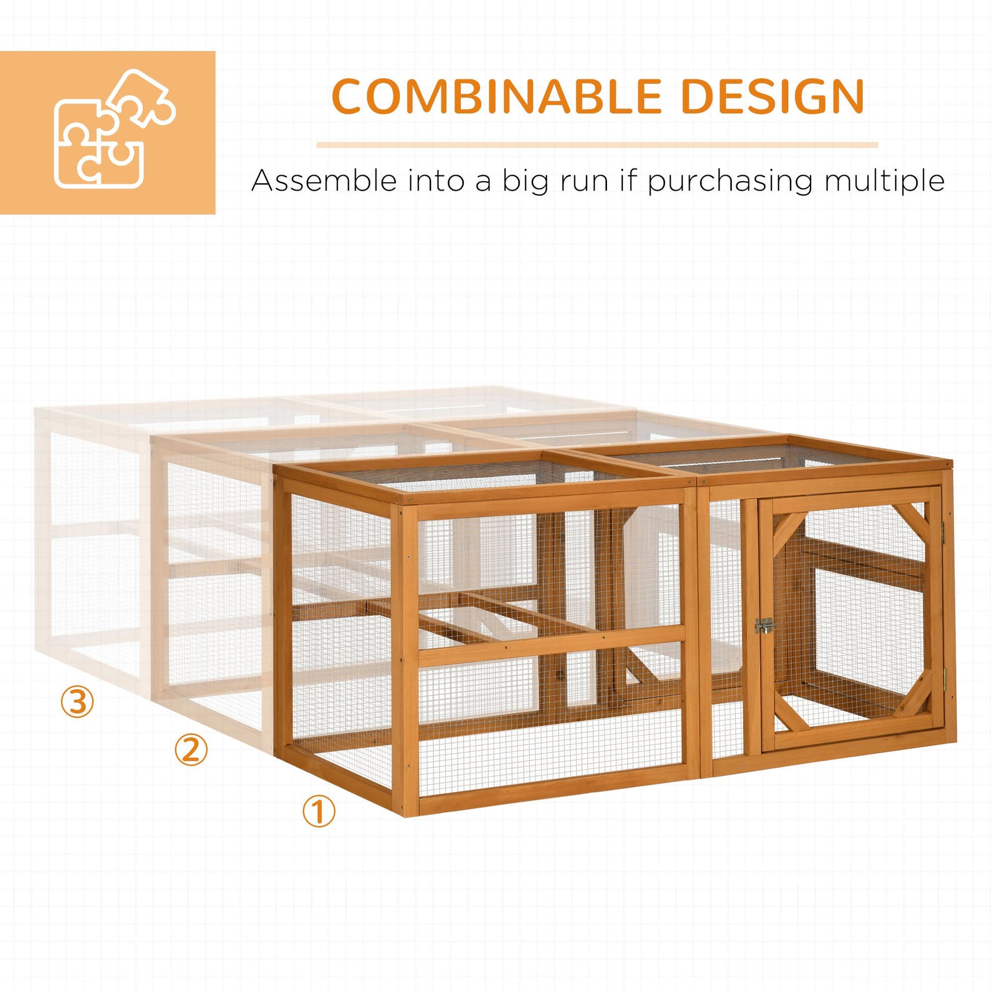 KFX-1014717 Expandable 55" Wooden Chicken Coop Add-on with Climate-Friendly Design for Outdoor Hens