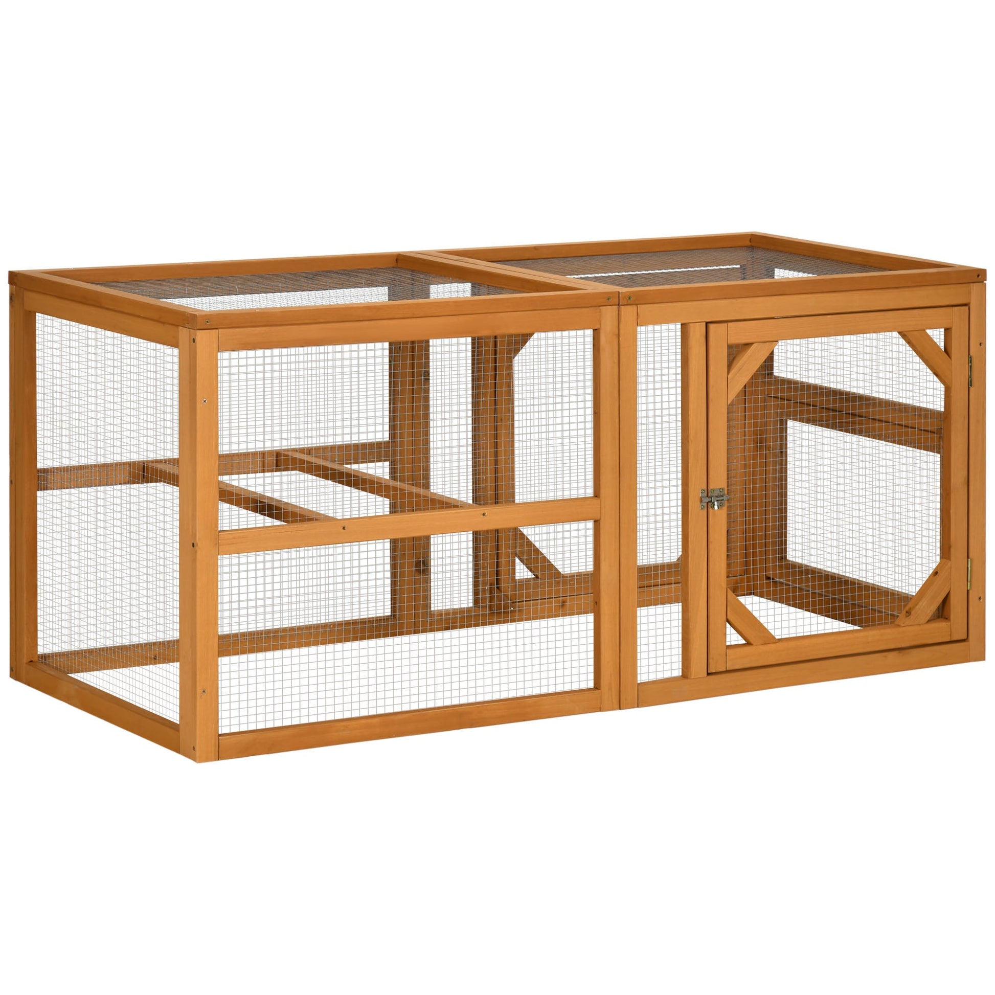 KFX-1014717 Expandable 55" Wooden Chicken Coop Add-on with Climate-Friendly Design for Outdoor Hens
