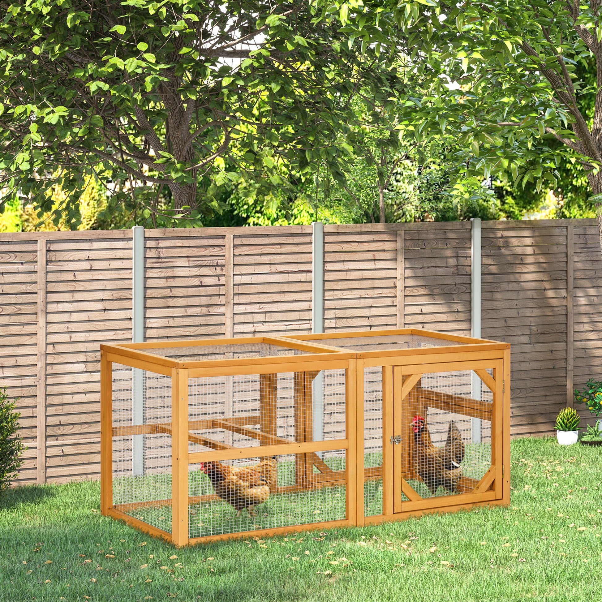 KFX-1014717 Expandable 55" Wooden Chicken Coop Add-on with Climate-Friendly Design for Outdoor Hens