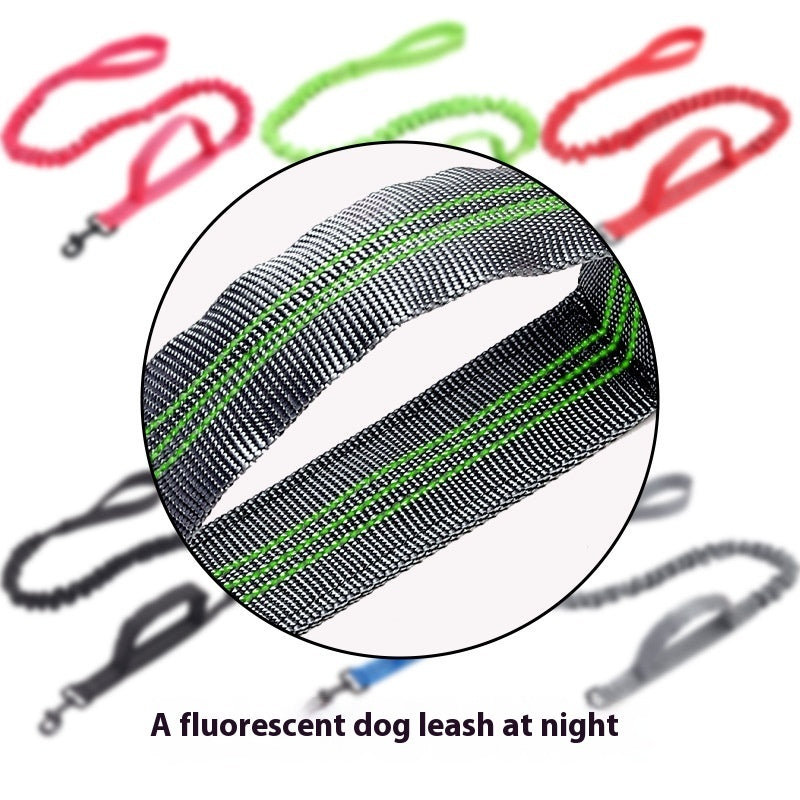 KFX-1014845 Reflective Nylon Retractable Dog Leash with Elastic Hand Grip - Multiple Colors Available