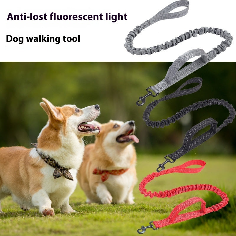 KFX-1014845 Reflective Nylon Retractable Dog Leash with Elastic Hand Grip - Multiple Colors Available