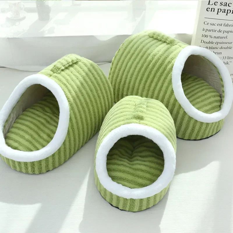KFX-1015101 Thickened 3D Dog and Cat Bed for Autumn and Winter - Removable Sponge Striped Nest Sofa, Multiple Sizes Available