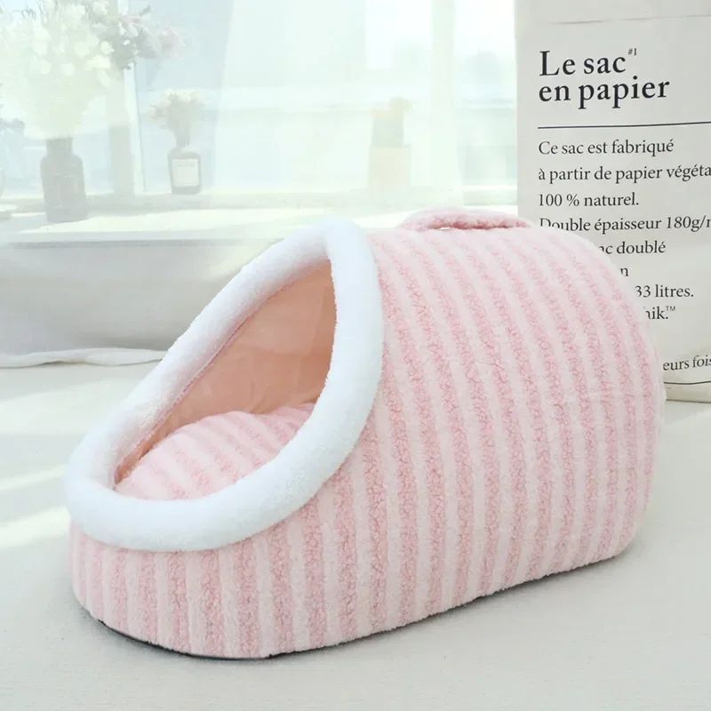 KFX-1015101 Thickened 3D Dog and Cat Bed for Autumn and Winter - Removable Sponge Striped Nest Sofa, Multiple Sizes Available