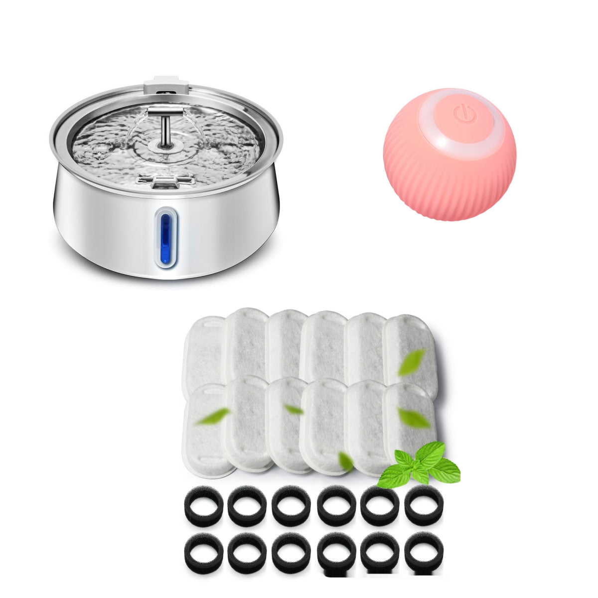 KFX-1016893 4L Stainless Steel Pet Water Dispenser with Window for Dogs and Cats