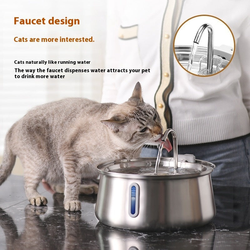 KFX-1016893 4L Stainless Steel Pet Water Dispenser with Window for Dogs and Cats