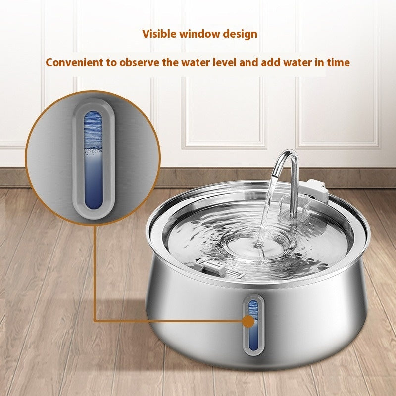 KFX-1016893 4L Stainless Steel Pet Water Dispenser with Window for Dogs and Cats