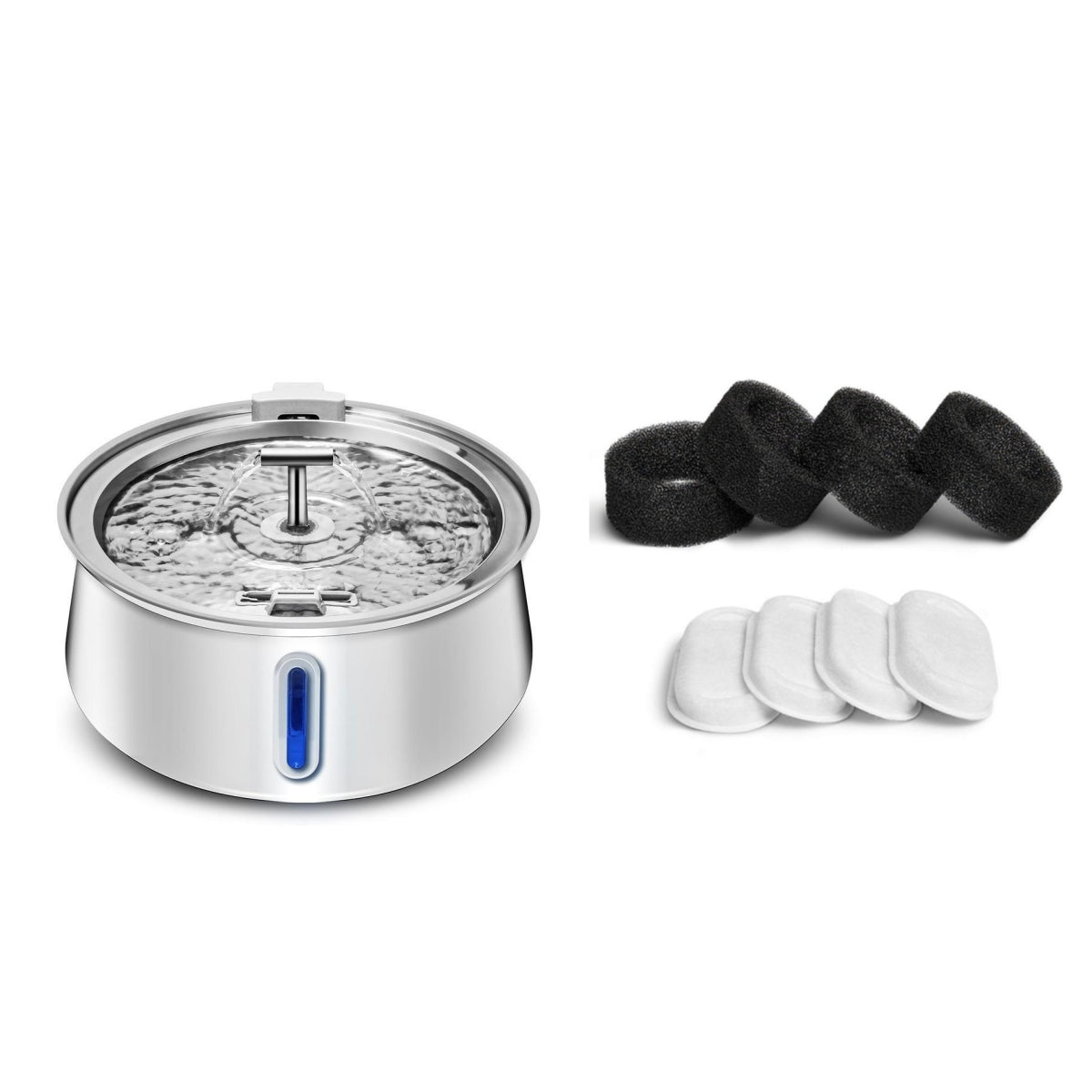 KFX-1016893 4L Stainless Steel Pet Water Dispenser with Window for Dogs and Cats